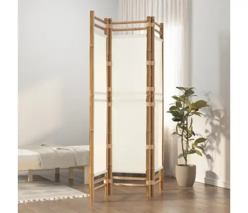 Istabas Aizslietnis, 3 Paneļi, 120 Cm, Bambuss Un Audekls Vidaxl