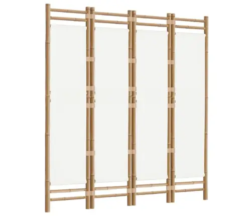Istabas Aizslietnis, 4 Paneļi, 160 Cm, Bambuss Un Audekls Vidaxl