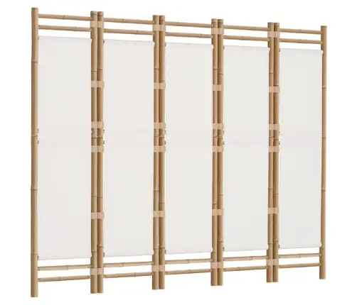 Kokkupandav 5 Paneeliga Ruumijagaja, 200 cm Bambus Ja Lõuend
