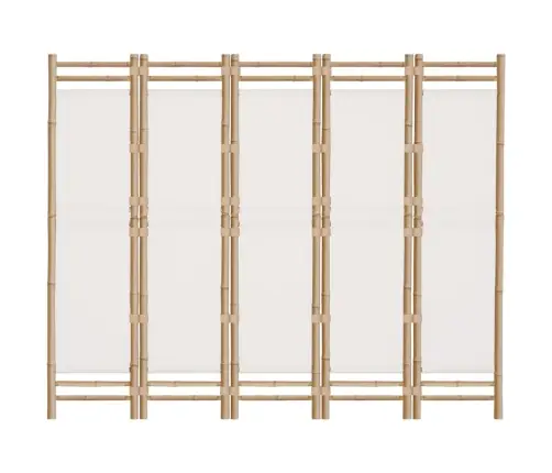 Kokkupandav 5 Paneeliga Ruumijagaja, 200 cm Bambus Ja Lõuend