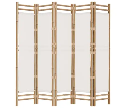 Kokkupandav 5 Paneeliga Ruumijagaja, 200 cm Bambus Ja Lõuend