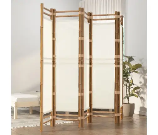 Kokkupandav 5 Paneeliga Ruumijagaja, 200 cm Bambus Ja Lõuend