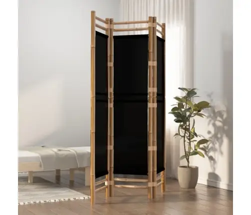 Istabas Aizslietnis, 3 Paneļi, 120 Cm, Bambuss Un Audekls Vidaxl