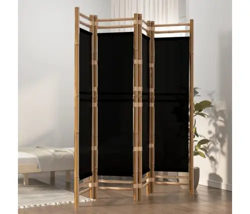 Istabas Aizslietnis, 4 Paneļi, 160 Cm, Bambuss Un Audekls Vidaxl