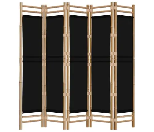 Istabas Aizslietnis, 5 Paneļi, 200 Cm, Bambuss Un Audekls Vidaxl