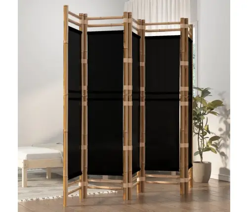 Istabas Aizslietnis, 5 Paneļi, 200 Cm, Bambuss Un Audekls Vidaxl