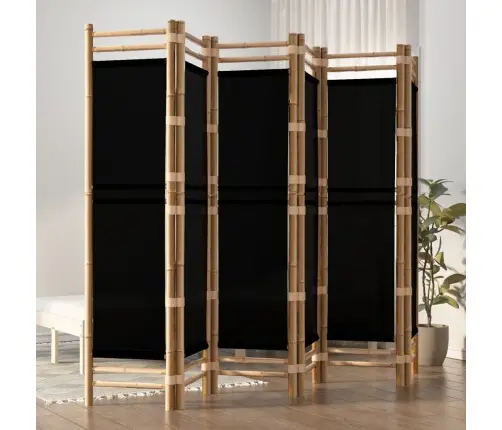 Istabas Aizslietnis, 6 Paneļi, 240 Cm, Bambuss Un Audekls Vidaxl