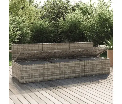 Trīsvietīgs Dārza Dīvāns Ar Matračiem, Pelēka Pe Rotangpalma Vidaxl