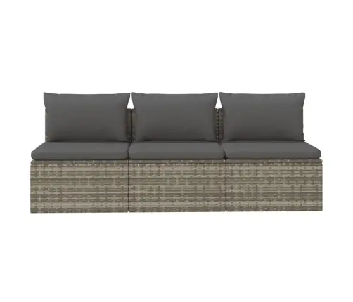 Trīsvietīgs Dārza Dīvāns Ar Matračiem, Pelēka Pe Rotangpalma Vidaxl