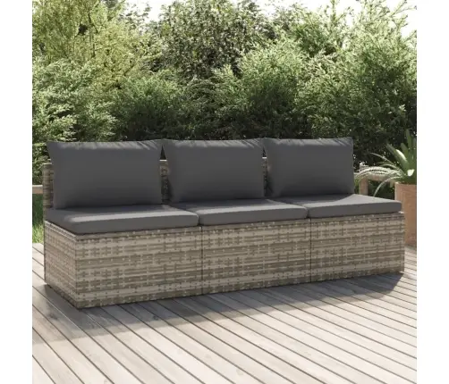 Trīsvietīgs Dārza Dīvāns Ar Matračiem, Pelēka Pe Rotangpalma Vidaxl