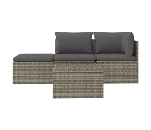 4-Daļīgs Dārza Atpūtas Mēbeļu Komplekts, Pelēka Pe Rotangpalma Vidaxl