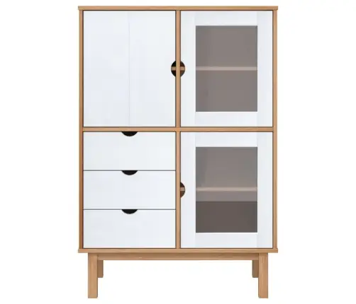 Augstais Skapītis Otta, Brūns, Balts, 85X43X125 Cm, Priede Vidaxl