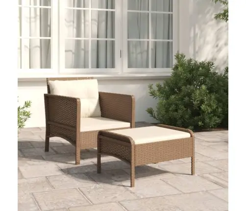 2-Daļīgs Dārza Atpūtas Mēbeļu Komplekts, Brūna Pe Rotangpalma Vidaxl