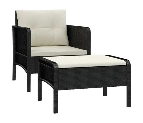 2-Daļīgs Dārza Atpūtas Mēbeļu Komplekts Ar Matračiem, Pe, Melns Vidaxl