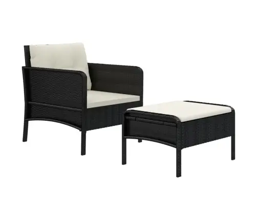 2-Daļīgs Dārza Atpūtas Mēbeļu Komplekts Ar Matračiem, Pe, Melns Vidaxl