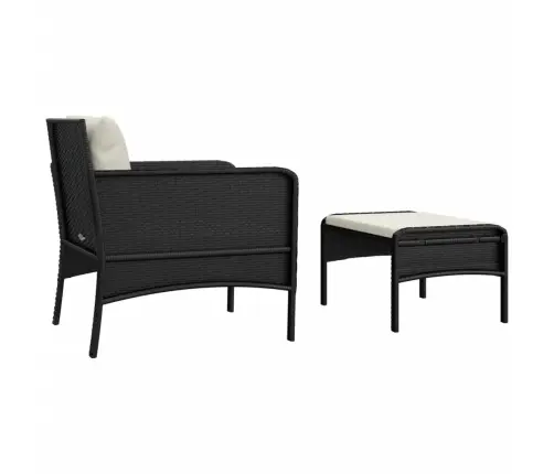 2-Daļīgs Dārza Atpūtas Mēbeļu Komplekts Ar Matračiem, Pe, Melns Vidaxl