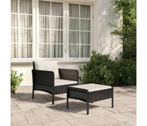 2-Daļīgs Dārza Atpūtas Mēbeļu Komplekts Ar Matračiem, Pe, Melns Vidaxl