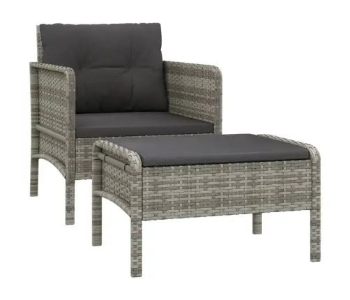 Sodo Komplektas Su Pagalvėlėmis, 2 Dalių, Pilkas, Poliratanas