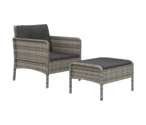 Sodo Komplektas Su Pagalvėlėmis, 2 Dalių, Pilkas, Poliratanas