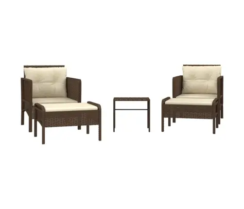 5-Daļīgs Dārza Atpūtas Mēbeļu Komplekts Ar Matračiem, Brūns Pe Vidaxl