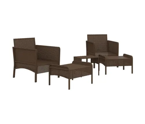 5-Daļīgs Dārza Atpūtas Mēbeļu Komplekts Ar Matračiem, Brūns Pe Vidaxl