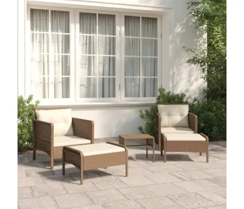 5-Daļīgs Dārza Atpūtas Mēbeļu Komplekts Ar Matračiem, Brūns Pe Vidaxl