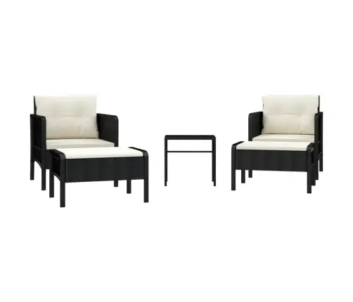 Sodo Komplektas Su Pagalvėlėmis, 5 Dalių, Juodas, Poliratanas