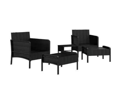 Sodo Komplektas Su Pagalvėlėmis, 5 Dalių, Juodas, Poliratanas