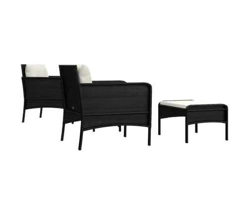 Sodo Komplektas Su Pagalvėlėmis, 5 Dalių, Juodas, Poliratanas