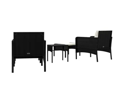 Sodo Komplektas Su Pagalvėlėmis, 5 Dalių, Juodas, Poliratanas