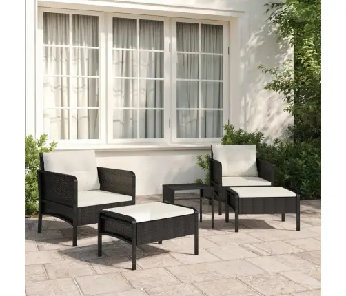 Sodo Komplektas Su Pagalvėlėmis, 5 Dalių, Juodas, Poliratanas