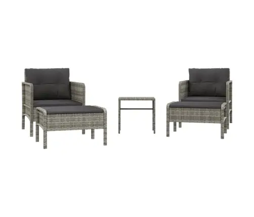 5-Daļīgs Dārza Atpūtas Mēbeļu Komplekts Ar Matračiem, Pelēks Pe Vidaxl