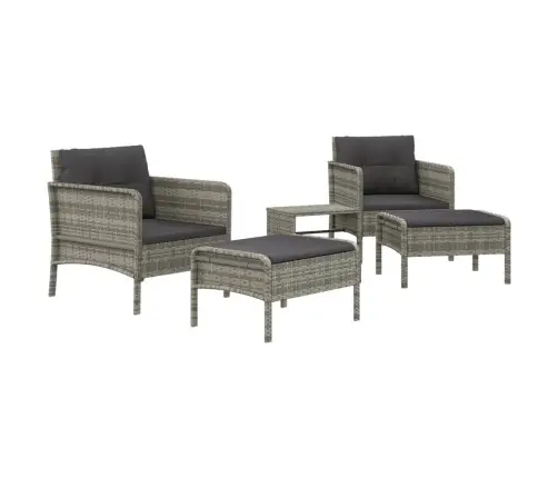 5-Daļīgs Dārza Atpūtas Mēbeļu Komplekts Ar Matračiem, Pelēks Pe Vidaxl