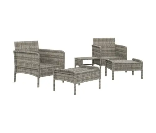 5-Daļīgs Dārza Atpūtas Mēbeļu Komplekts Ar Matračiem, Pelēks Pe Vidaxl