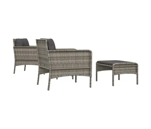 5-Daļīgs Dārza Atpūtas Mēbeļu Komplekts Ar Matračiem, Pelēks Pe Vidaxl