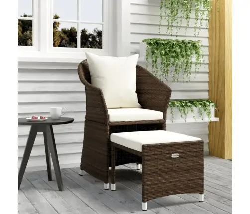 2-Daļīgs Dārza Atpūtas Mēbeļu Komplekts, Brūna Pe Rotangpalma Vidaxl