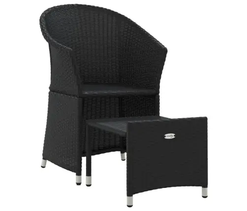 Sodo Komplektas Su Pagalvėlėmis, 2 Dalių, Juodas, Poliratanas