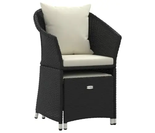 Sodo Komplektas Su Pagalvėlėmis, 2 Dalių, Juodas, Poliratanas