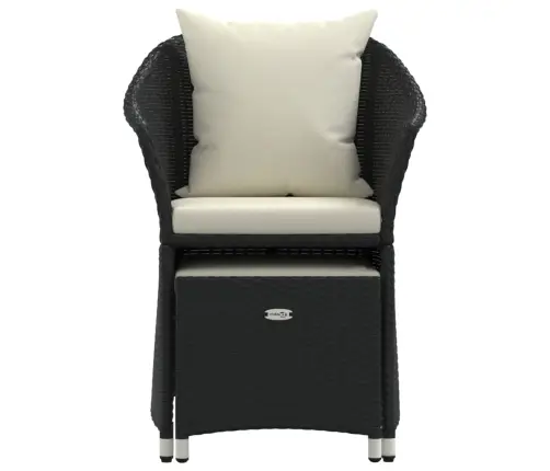 Sodo Komplektas Su Pagalvėlėmis, 2 Dalių, Juodas, Poliratanas