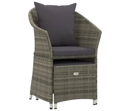 2-Osaline Aiamööbli Komplekt Patjadega, Hall, Polürotang