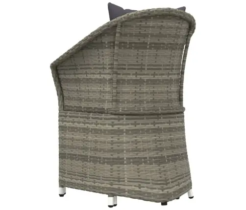 2-Osaline Aiamööbli Komplekt Patjadega, Hall, Polürotang