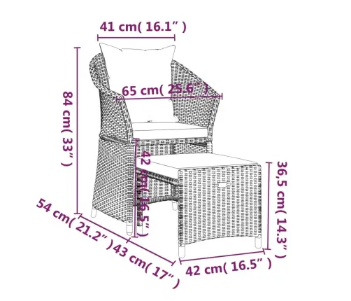 2-Osaline Aiamööbli Komplekt Patjadega, Hall, Polürotang