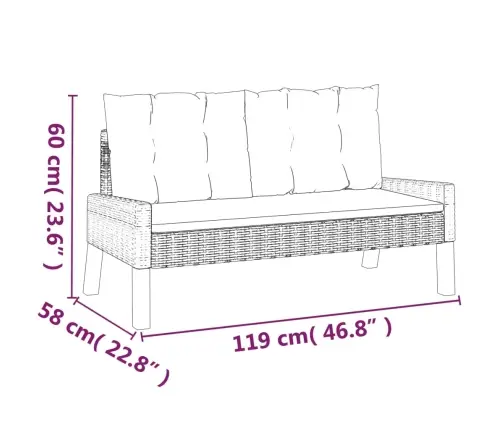 4-Daļīgs Dārza Atpūtas Mēbeļu Komplekts, Pe Rotangpalma, Koks Vidaxl