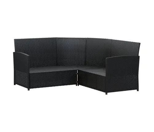 2-Daļīgs Stūra Dārza Dīvānu Komplekts Ar Matračiem, Pe, Melns  Vidaxl