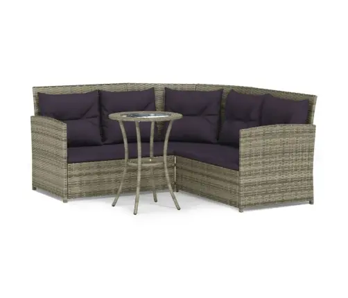 2-Daļīgs Stūra Dārza Dīvānu Komplekts, Pe Rotangpalma, Pelēks  Vidaxl