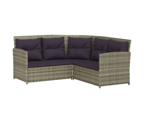 2-Daļīgs Stūra Dārza Dīvānu Komplekts, Pe Rotangpalma, Pelēks  Vidaxl