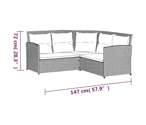 2-Daļīgs Stūra Dārza Dīvānu Komplekts, Pe Rotangpalma, Pelēks  Vidaxl