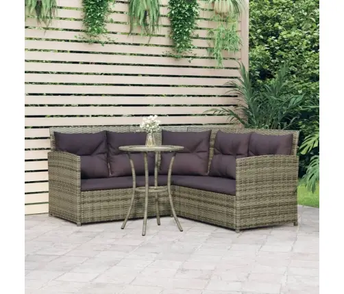 2-Daļīgs Stūra Dārza Dīvānu Komplekts, Pe Rotangpalma, Pelēks  Vidaxl