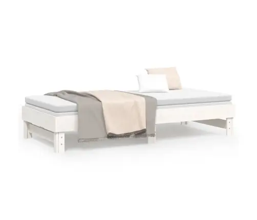 Izvelkama Gulta, Balta, 2X(100X200) Cm, Priedes Masīvkoks Vidaxl