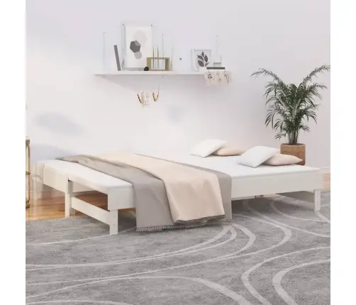 Izvelkama Gulta, Balta, 2X(100X200) Cm, Priedes Masīvkoks Vidaxl